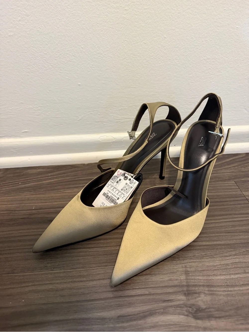 Zara Women's Satin Ankle Strap Heels